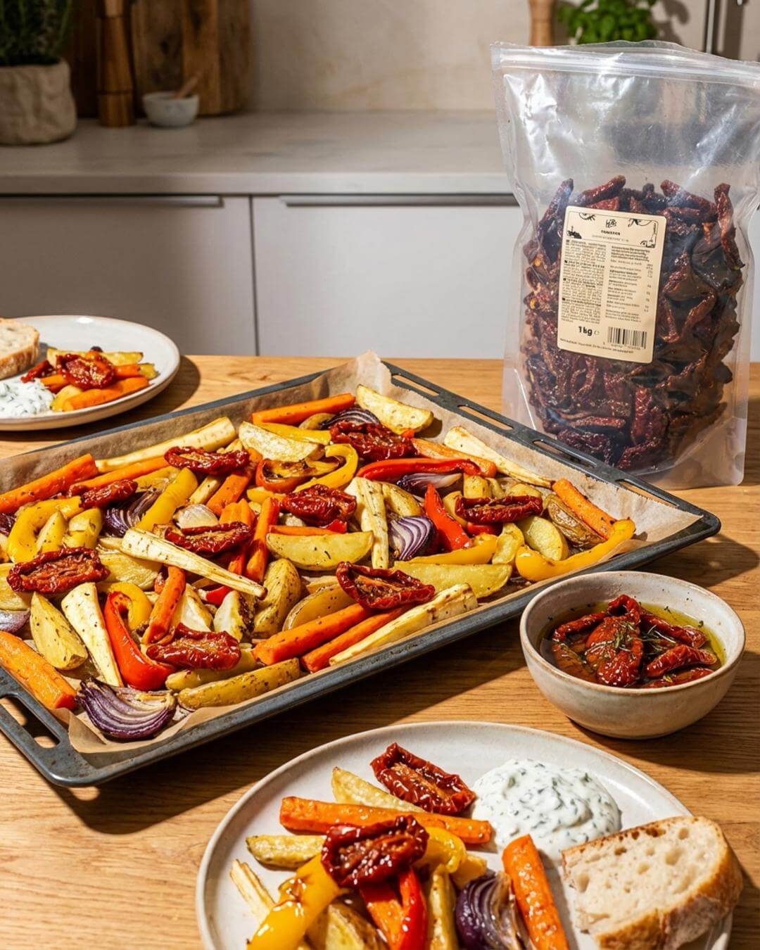 Mediterranes Blechgemüse mit sonnengetrockneten Tomaten - fitgrade.ch