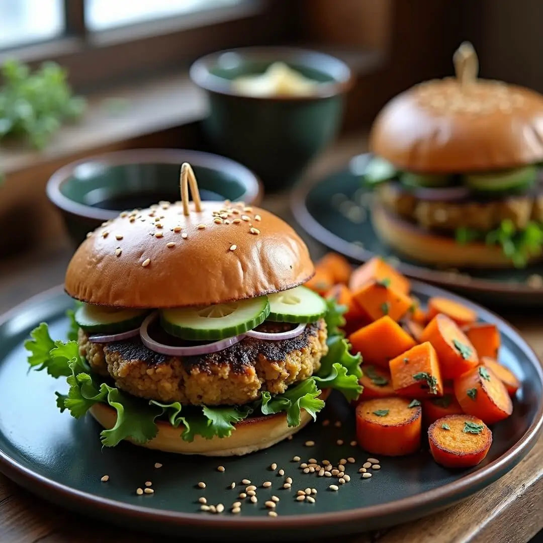 Winterlicher Tofu-Wakame-Umami-Burger - fitgrade.ch