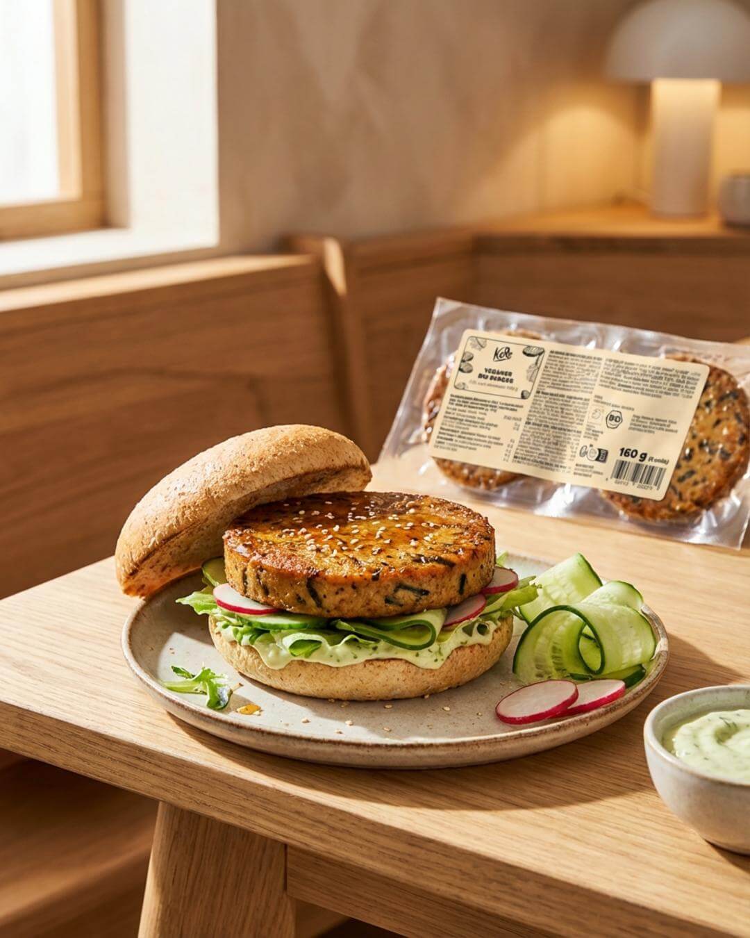 Veganer Tofu-Wakame-Burger mit Limetten-Creme - fitgrade.ch