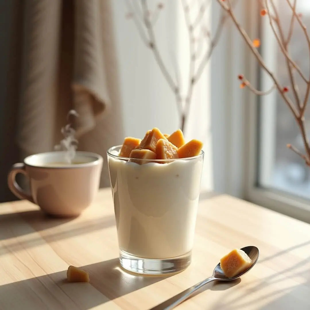 Kühl-cremiges Protein-Dessert mit White-Proteinriegel-Topping - fitgrade.ch