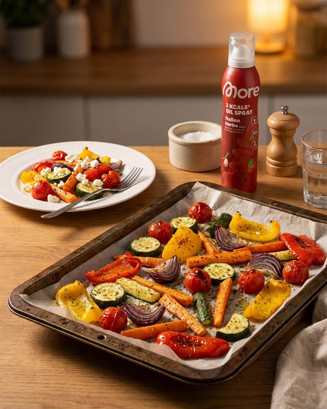 Mediterranes Ofengemüse mit Kräuter-Ölspray - fitgrade.ch