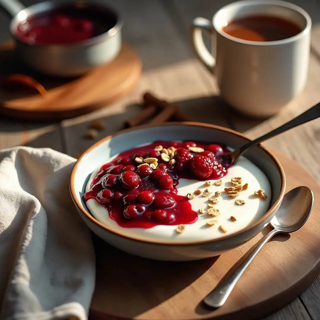 Warmes Winterdessert mit kalorienarmem Fruchtaufstrich - fitgrade.ch