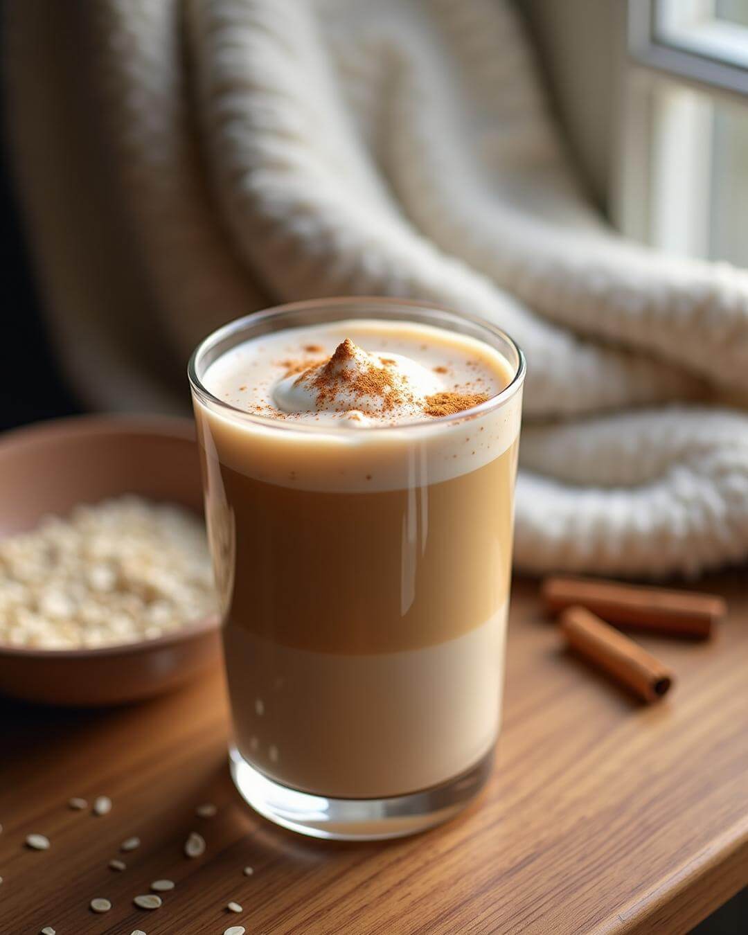 Cremiger Protein Iced Chai Latte Dessert-Drink mit Haferflocken - fitgrade.ch