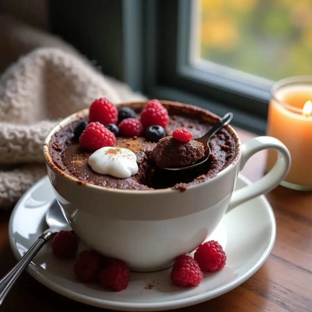 Proteinreicher Ultra Dark Chocolate Mug Cake als Mini-Schokofondue - fitgrade.ch