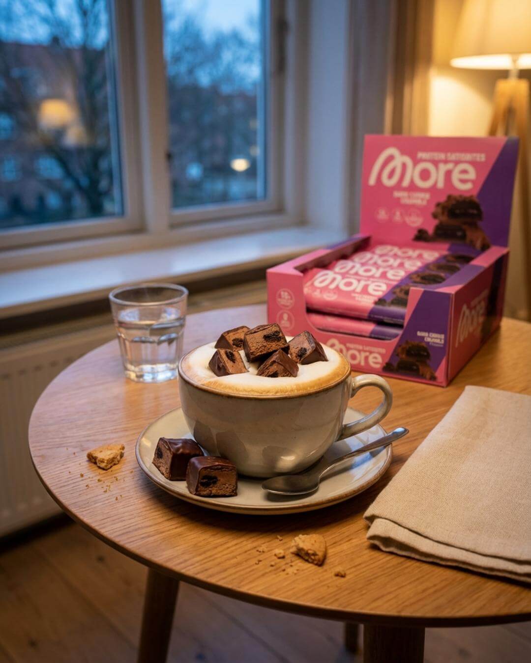 Protein Coffee-Break mit Dark Cookie Crumble Satisbites - fitgrade.ch