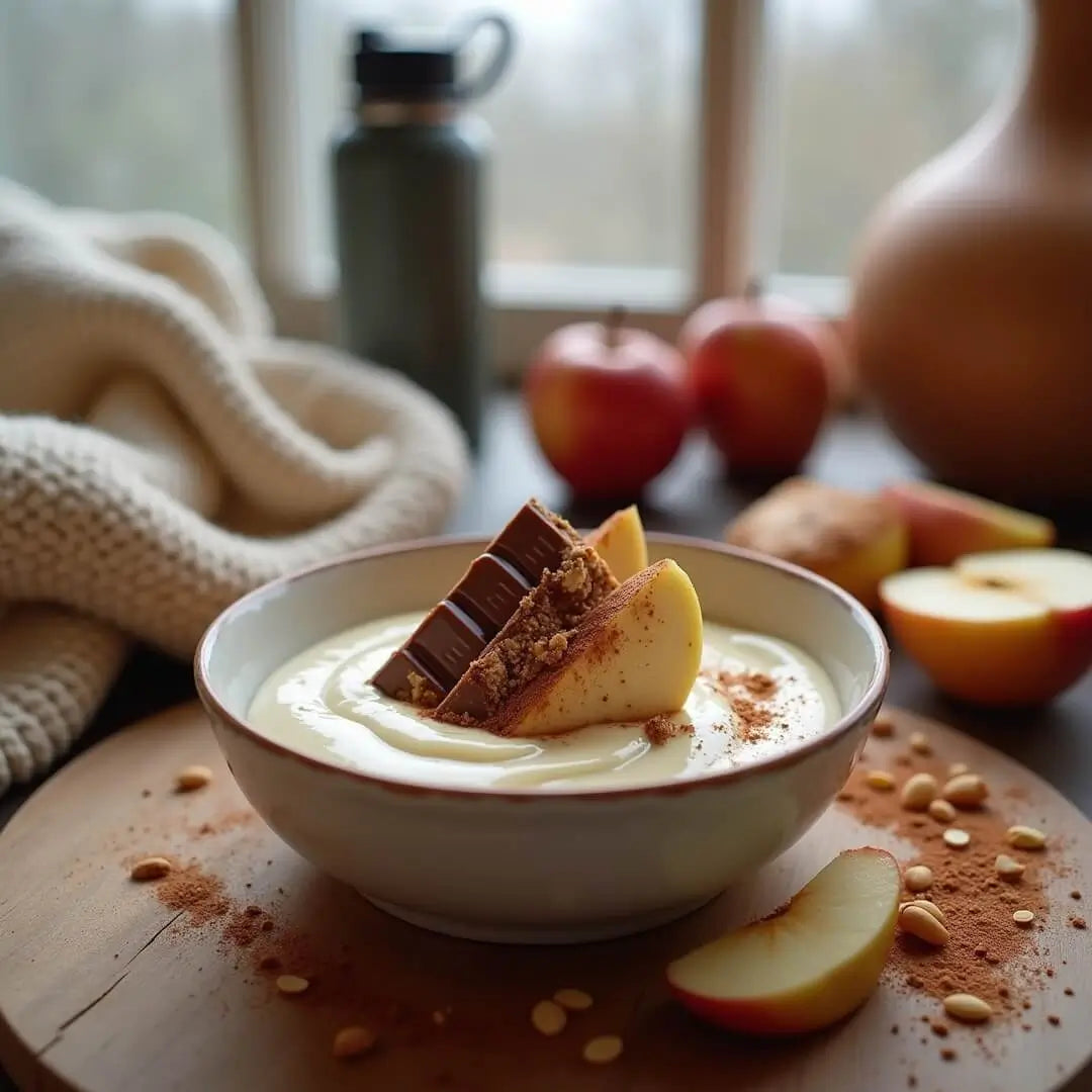 Herbstliches Protein-Dessert mit Peanut-Riegel - fitgrade.ch