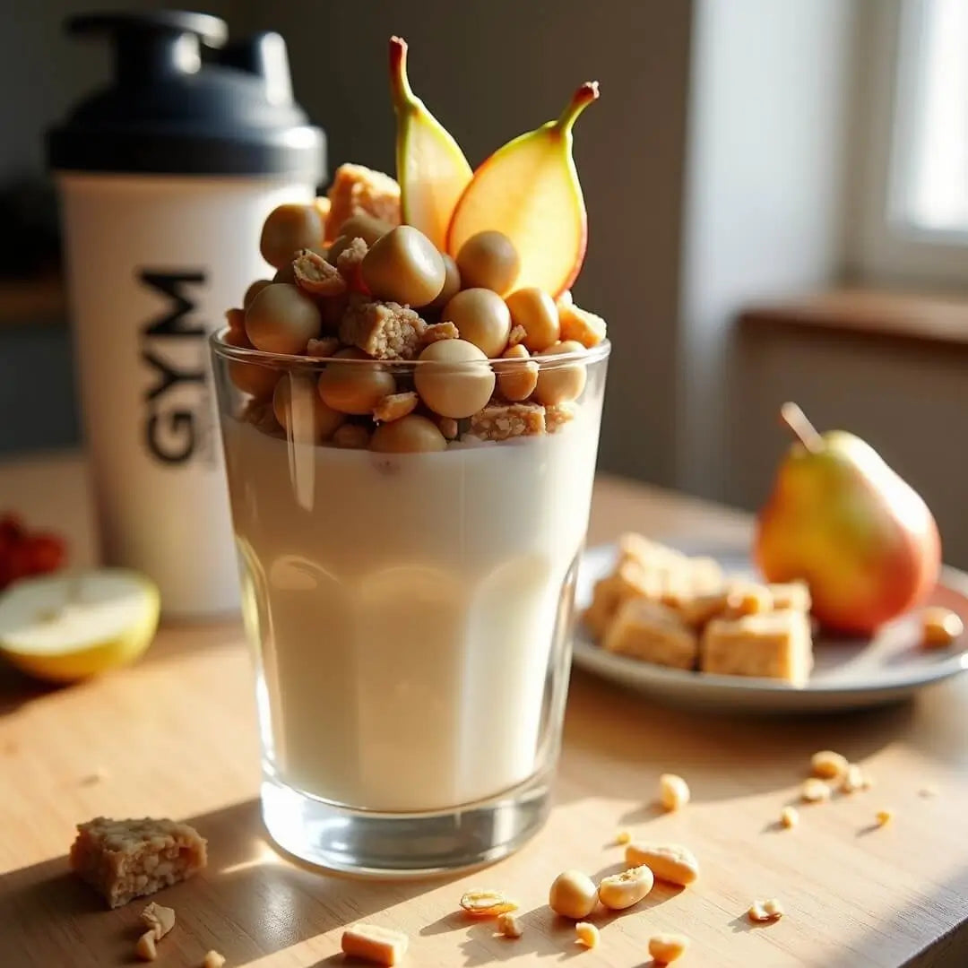 Cremiges Protein-Schichtdessert mit White Chocolate Proteinriegel - fitgrade.ch